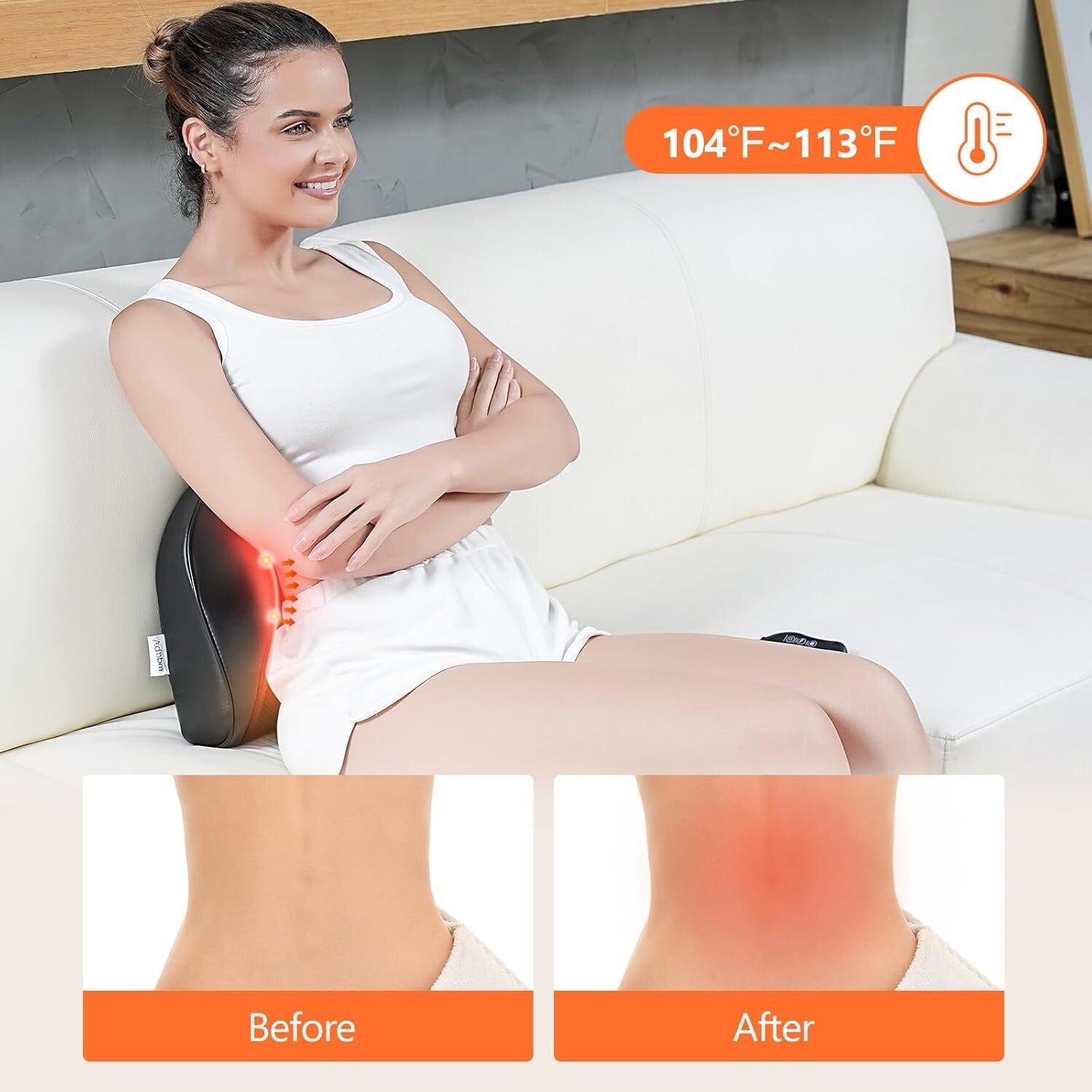 Cordless Rechargeable Neck and Back Massager with Heat - Shiatsu Therapy Relief