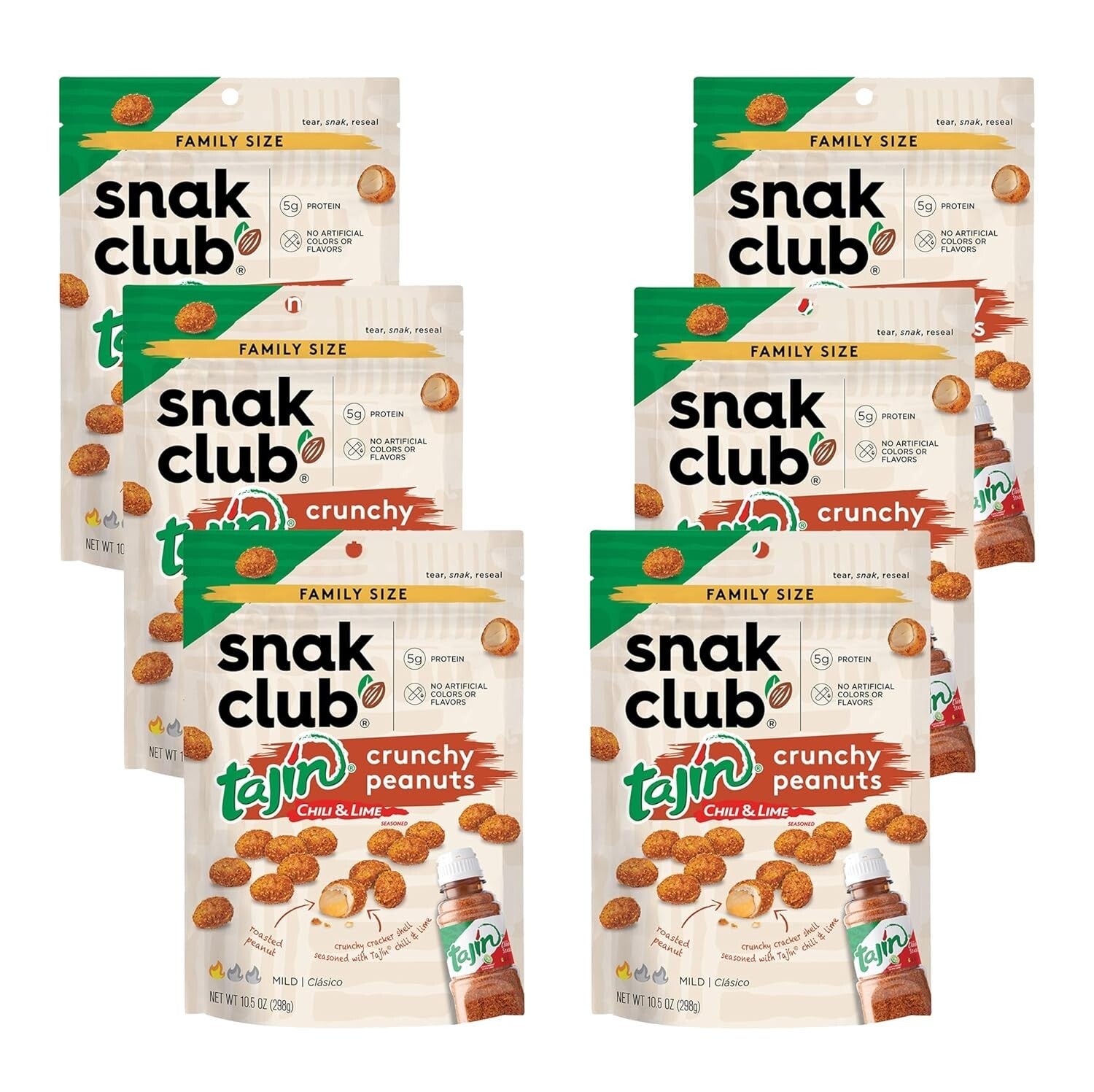 Bold Tajin Peanuts with Chili & Lime, Protein-Packed, 10.5 oz Resealable Pouches