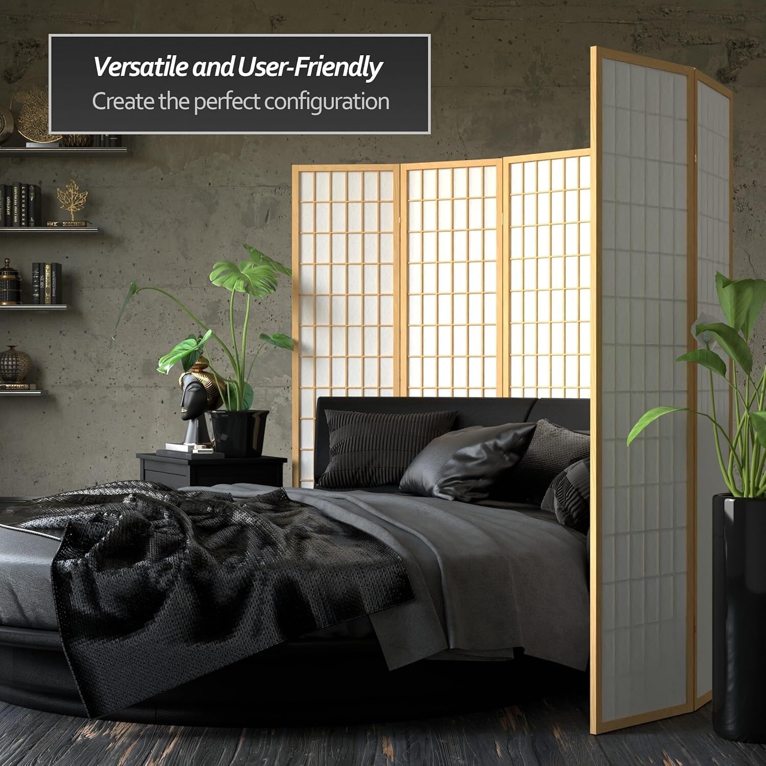 Classic 6-Panel Window Pane Shoji Screen Room Divider - Elegant Privacy Solution