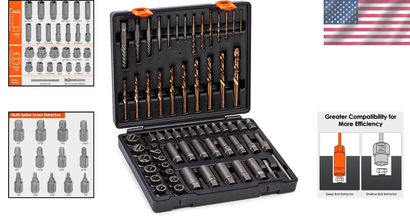 Complete 65-Piece Easy Out Extractor Kit for Removing Stripped Bolts and Nuts