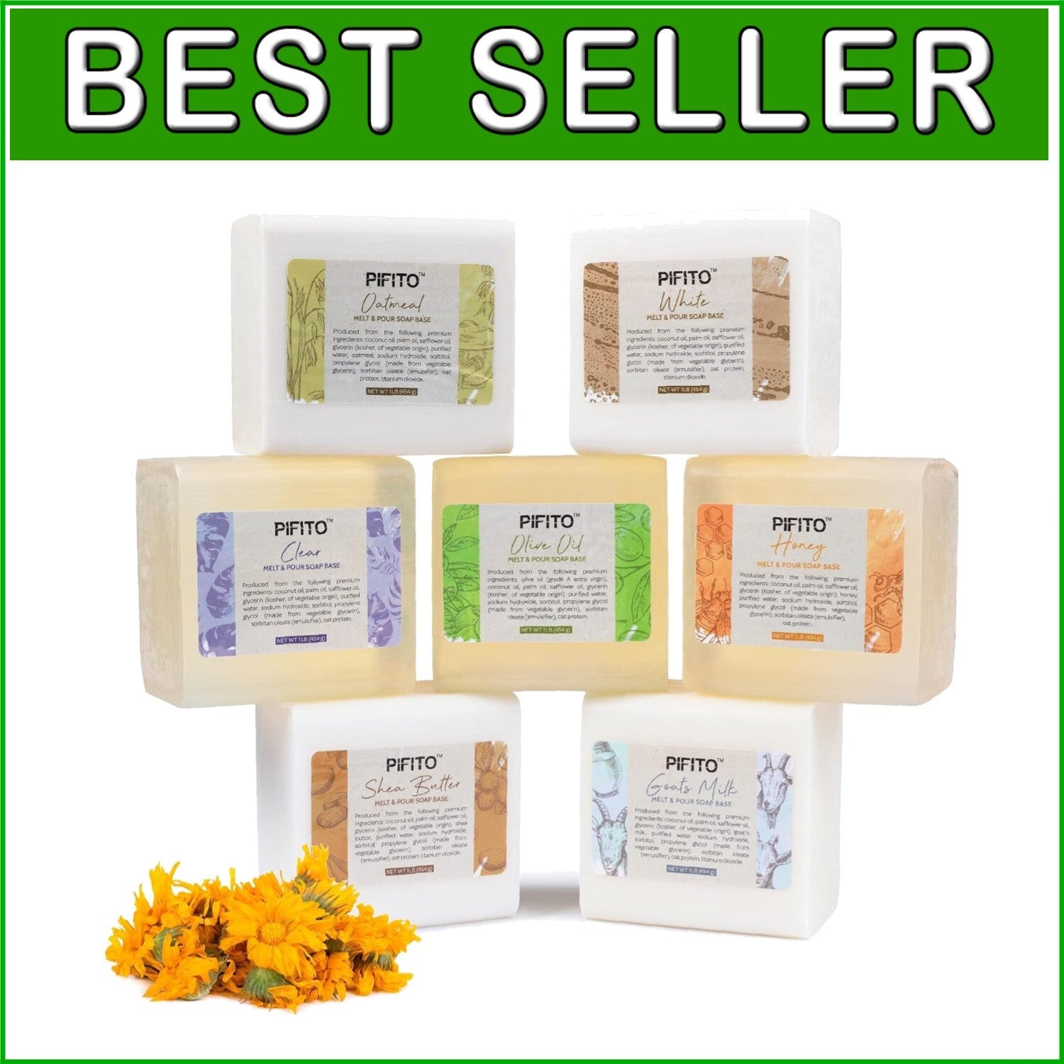 All-Inclusive 7 Lb Melt and Pour Soap Base Set - No Synthetics, Just Nature