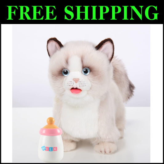 Realistic Robotic Ragdoll Cat with Barking and Wagging Tail - Gift for Kids