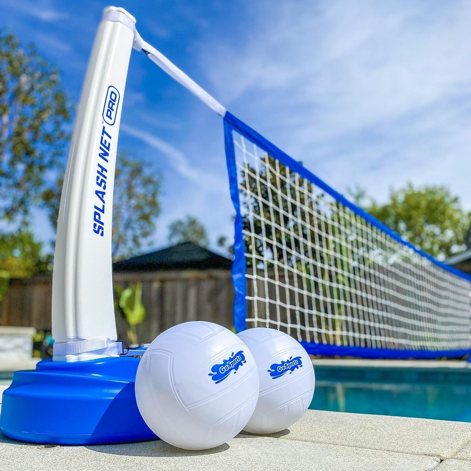 Sleek Blue Splash Net PRO Pool Volleyball Set with Water Balls & Easy Assembly