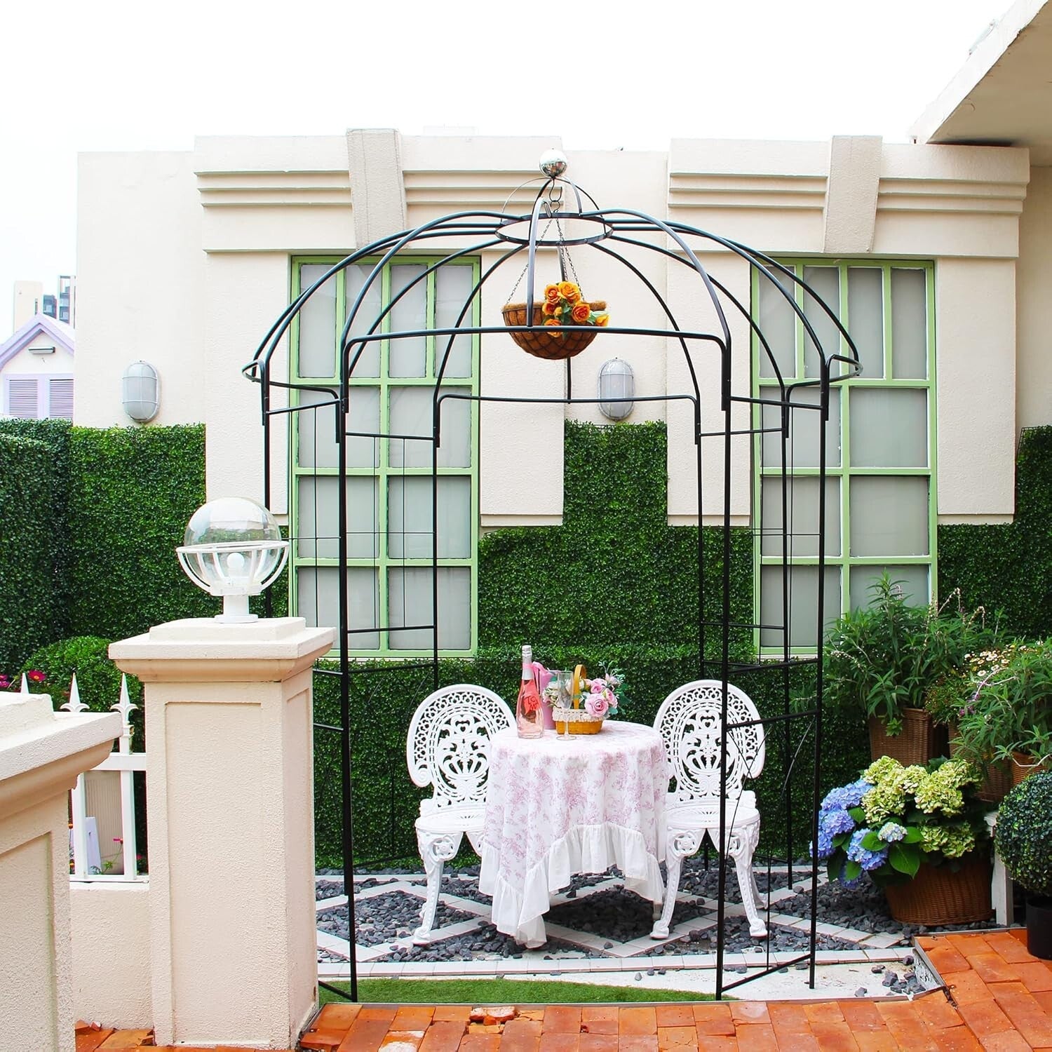 Elegant 9' High Metal Garden Arbor - Perfect for Climbing Plants and Events