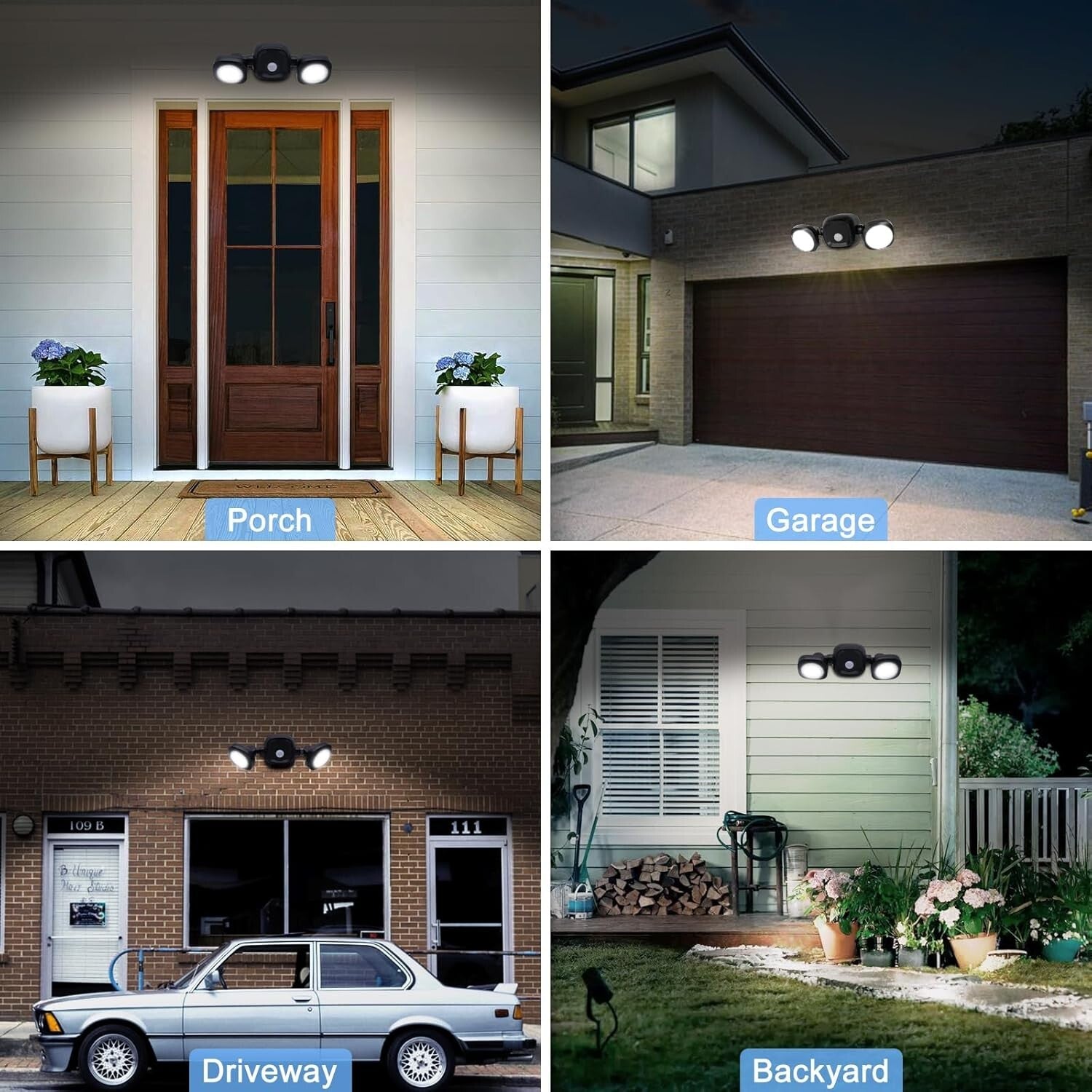 Battery Powered Motion Sensor Flood Lights with Remote for Outdoor Security