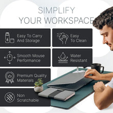 Load image into Gallery viewer, Stylish Green Desk Mat with Anti-Slip Design and Document Slot - 35 x 17 Inches