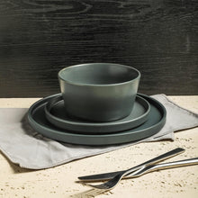 Load image into Gallery viewer, Hand-Painted Gray Matte Stoneware Dining Set for 8 - Dishwasher Safe &amp; Stylish