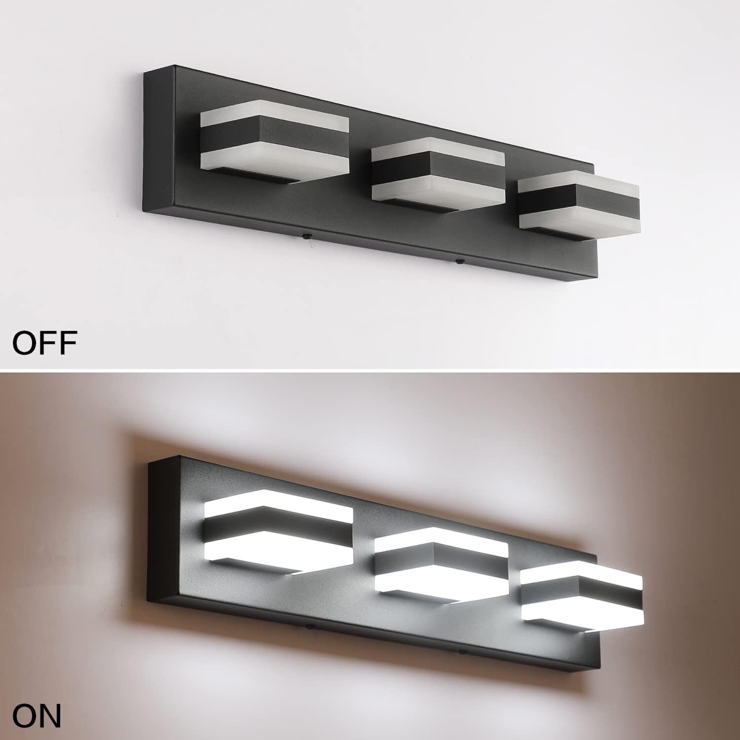 Elegant Matt Black LED Bathroom Vanity Light with 3 Lights - Easy Installation
