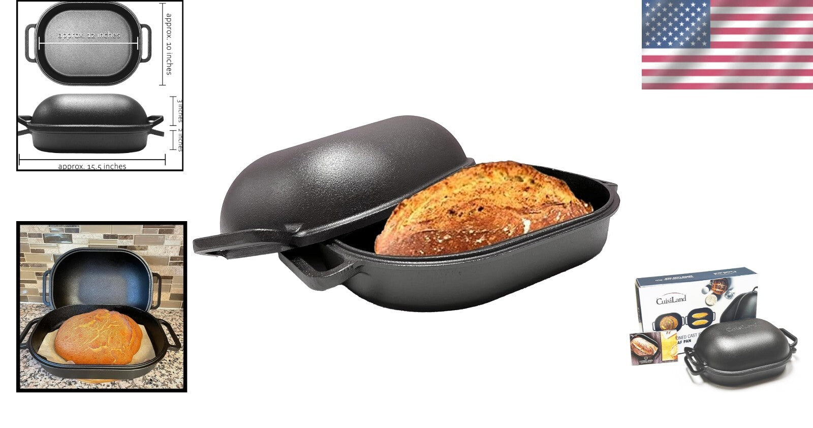 Cast Iron Bread Baker - 7.2 Quart Heavy-Duty with Dome Lid for Perfect Steam