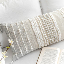 Load image into Gallery viewer, Handmade Light Gray Lumbar Pillow Cover 14x36 for Modern Farmhouse Decor