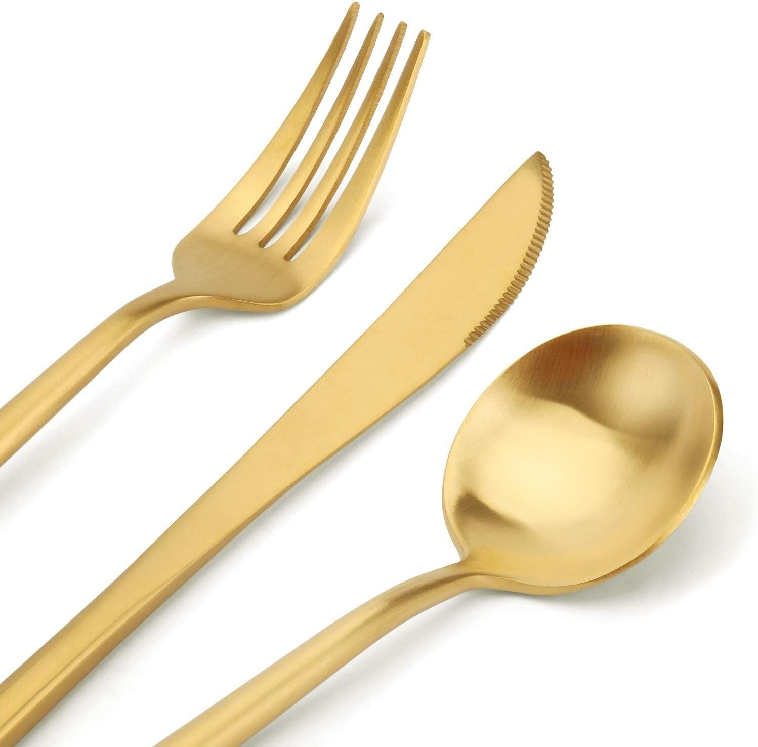 Modern 20-Piece Silverware Set in Matte Gold - Ergonomic, Elegant, Easy Care
