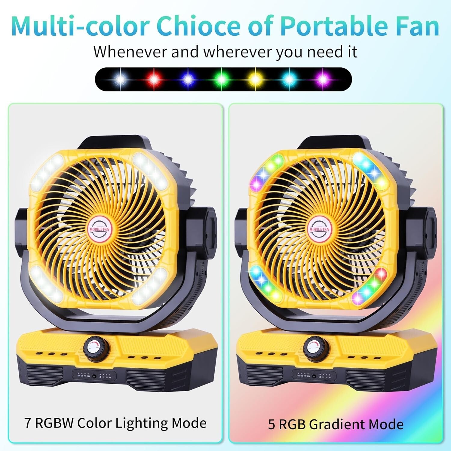 Large Oscillating Fan with Remote Control & Super Bright LED - Ideal for Camping