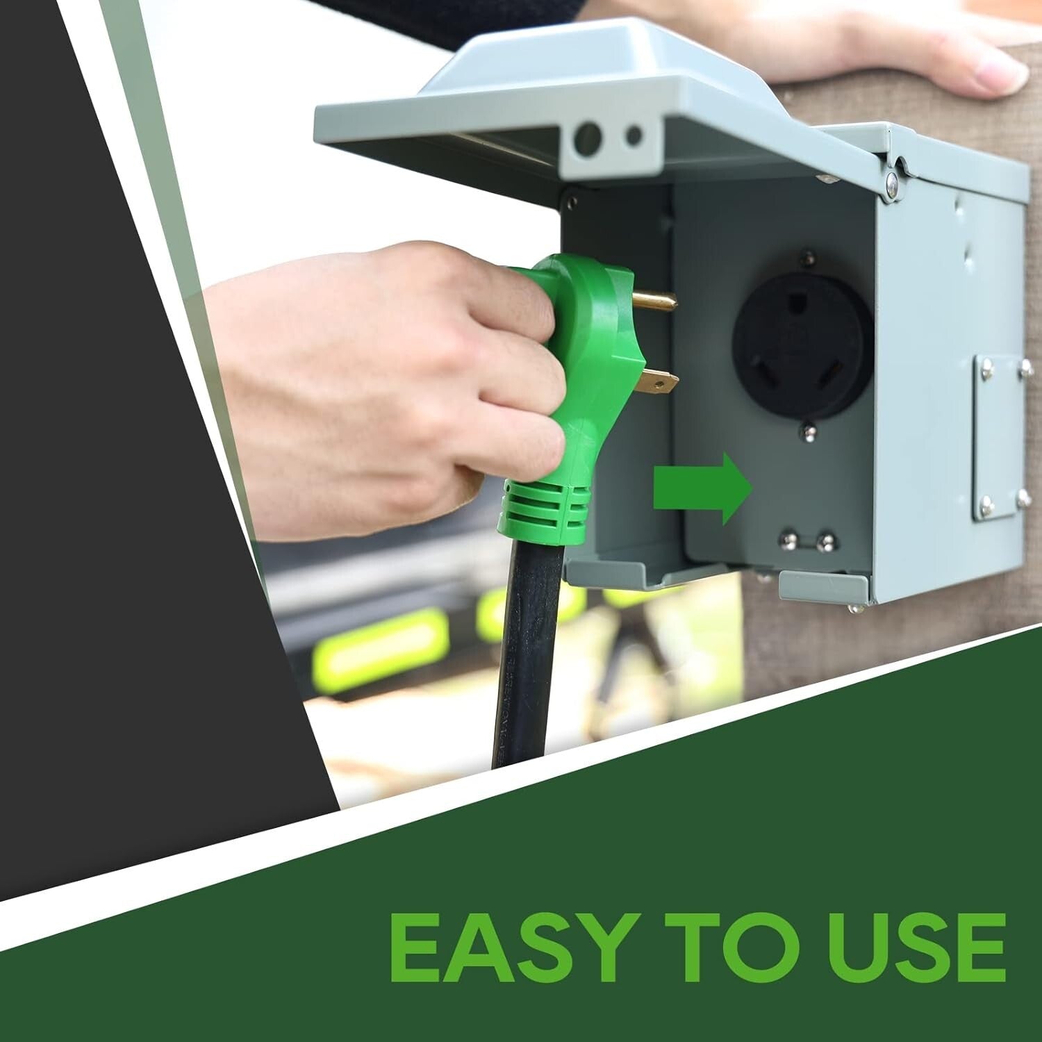 Weather-Resistant 30 Amp RV Extension Cord, 50 Ft with Storage Organizer