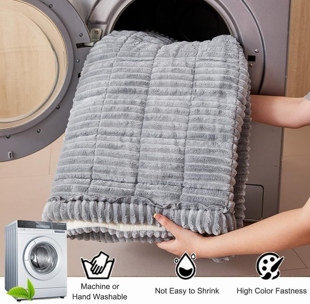 Soft Washable Dog Couch Cover - Non-Slip Light Gray Sofa Protector 27.6"x82.7"