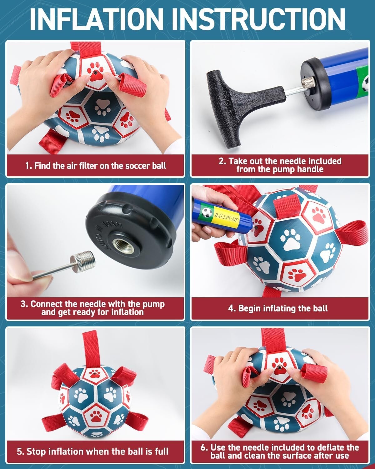 Soft but Sturdy 10-Inch Dog Soccer Ball with Grip Straps – Perfect Birthday Gift