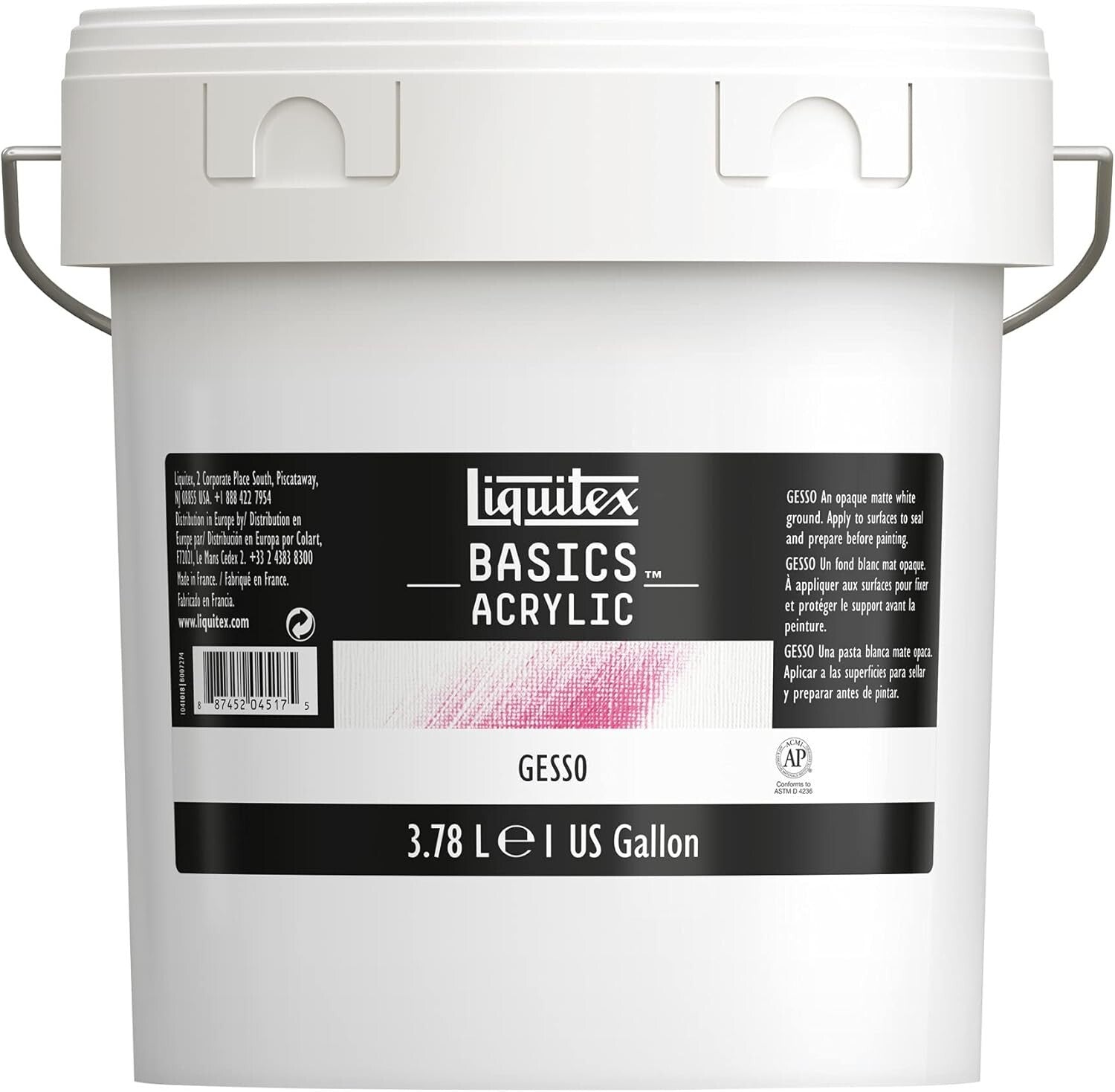 128 Oz BASICS Gesso Prep Medium with Matte Finish for All Painting Surfaces