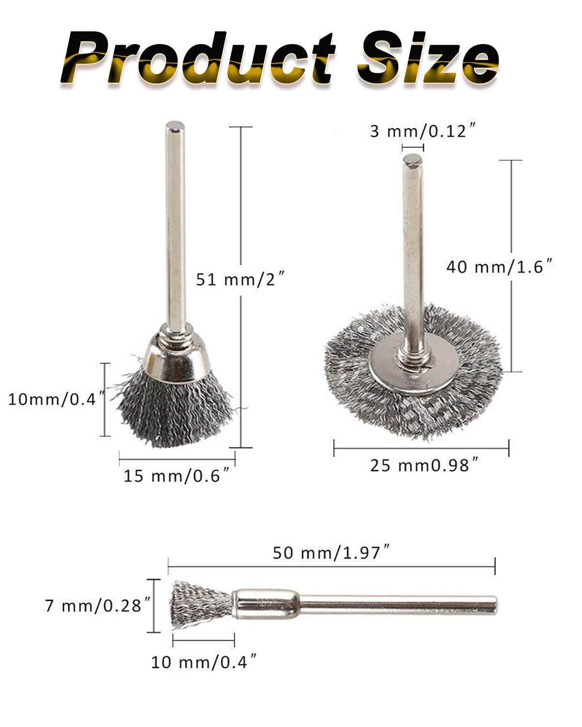 Heavy-Duty 300-Pack Wire Brushes with Sturdy Handles for All Rotary Tools