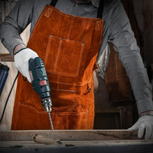 Load image into Gallery viewer, Protection &amp; Comfort: Leather Welding Apron with 6 Pockets - Ideal Gift for Pros