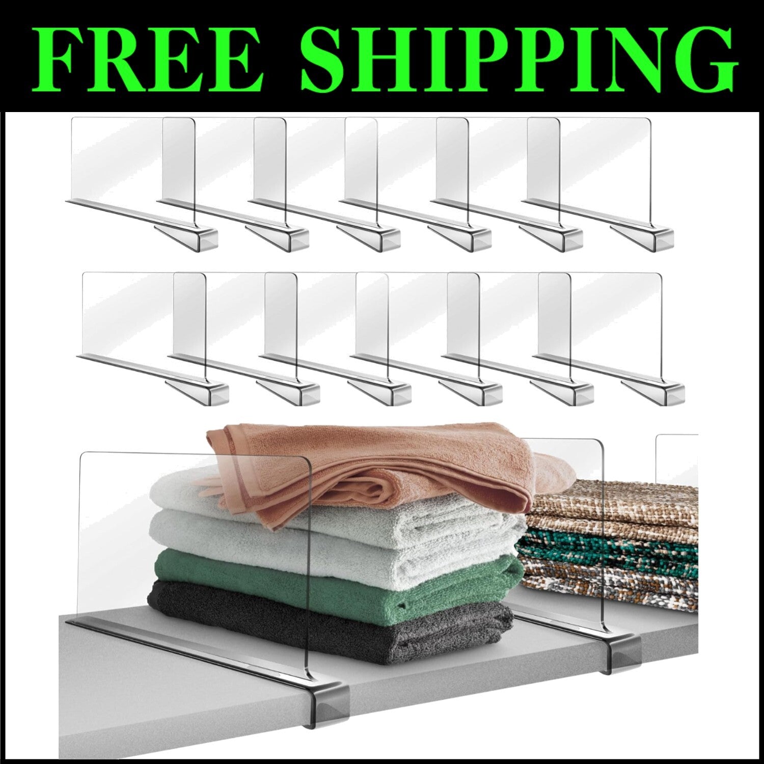 Versatile 12 Pack Closet Shelf Dividers - Easy Installation & Space Optimization