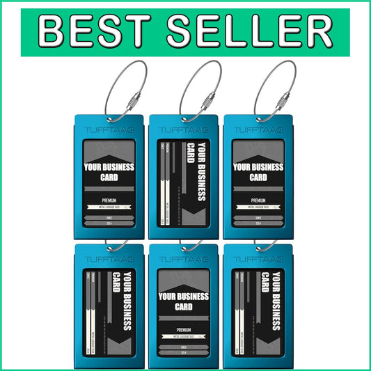 Personalized Blue Luggage Tags Bundle for Secure & Stylish Travel Identification