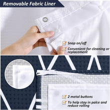 Load image into Gallery viewer, Stylish Water Repellent Shower Curtain Set in Dark Blue and White - 72 Inch
