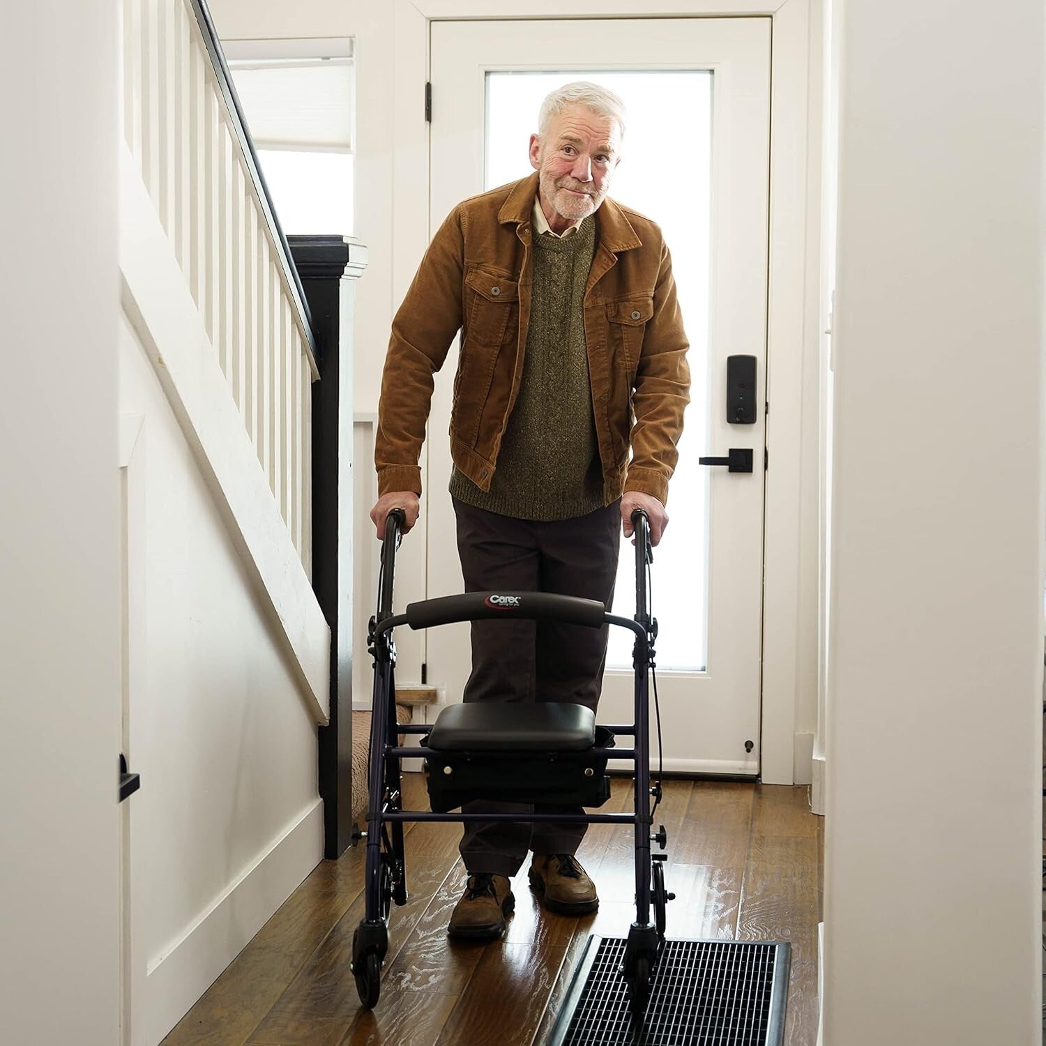 Portable Steel Rollator Walker with Seat and Locking Wheels - Ideal for Seniors