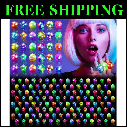 Versatile LED Glow Rings Pack - 150 Count with 6 Unique Styles for Celebrations