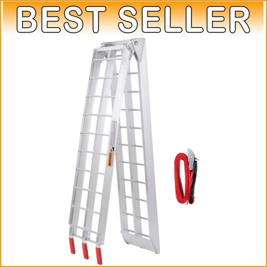 Folding 7.5FT Aluminum Motorcycle Ramp for Trucks, 750 lbs Capacity Safe Loading