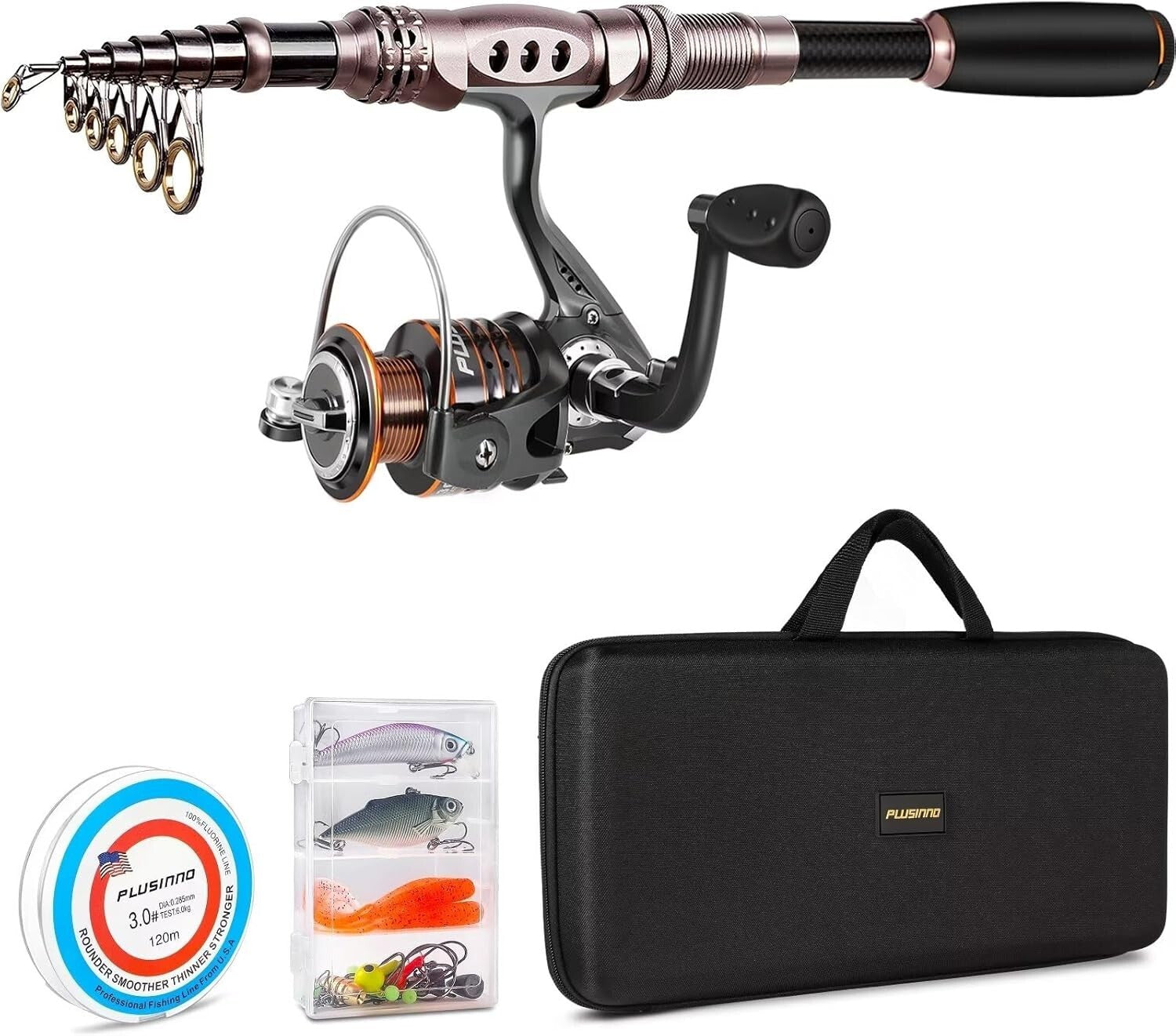 Telescopic 8.86ft Carbon Fiber Fishing Rod & Reel Combo - Complete Kit Included