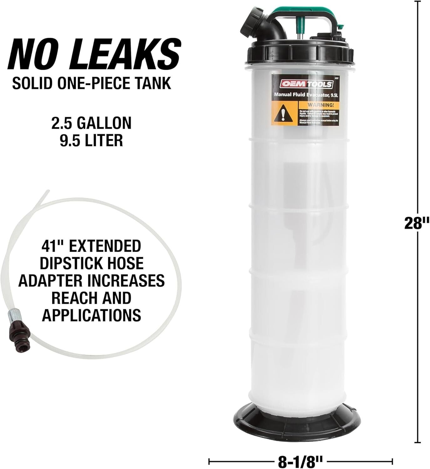 2.5 Gallon Manual Fluid Extractor with 5ft Suction Hose for DIY Mechanics