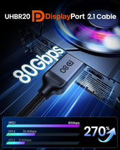 Load image into Gallery viewer, Durable 80Gbps DisplayPort Cable 2.1 - Ideal for Multi-Monitor Gaming Setups
