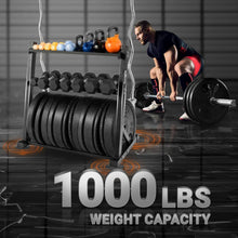 Load image into Gallery viewer, Multi-Functional Weight Storage Rack with 6 Pegs &amp; Barbell Stand – Max 1190 lbs