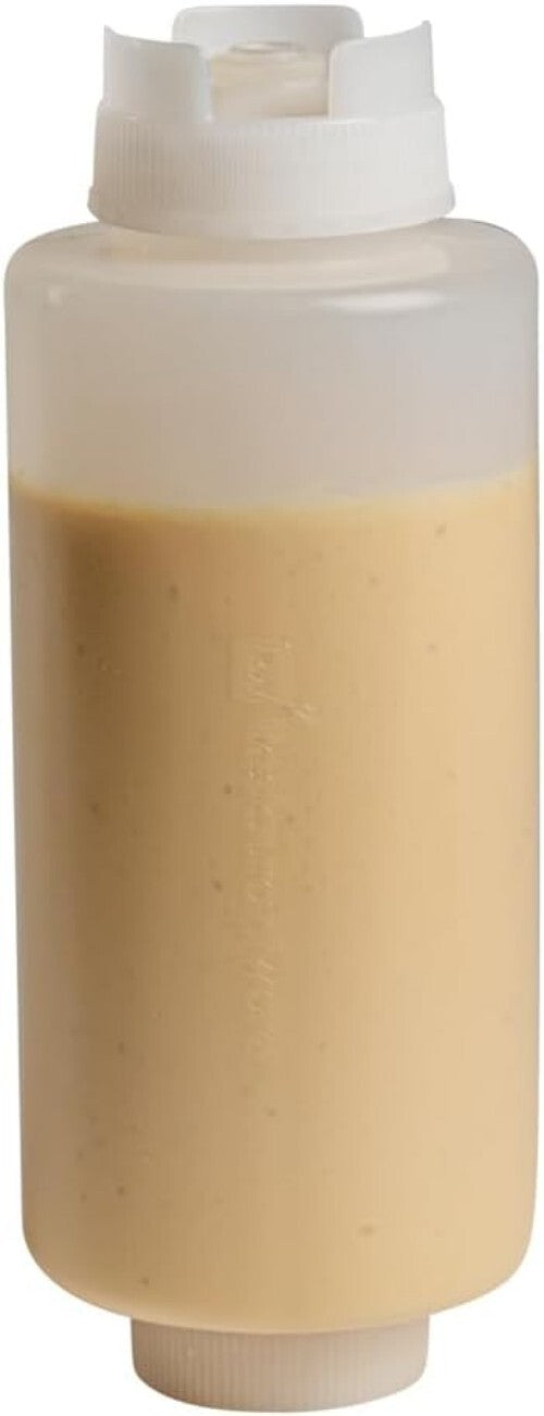 FIFO 32 oz Condiment Squeeze Bottle Set - 6 Clear Precision Dispensing Bottles