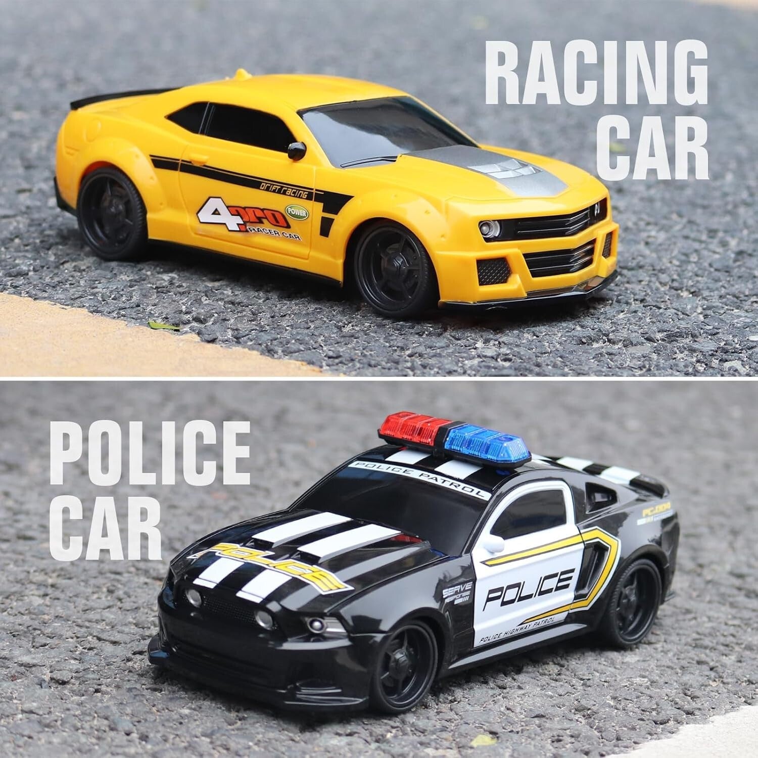 Compact Remote Control Police Car & Sports Car: Perfect for Kids' Playtime