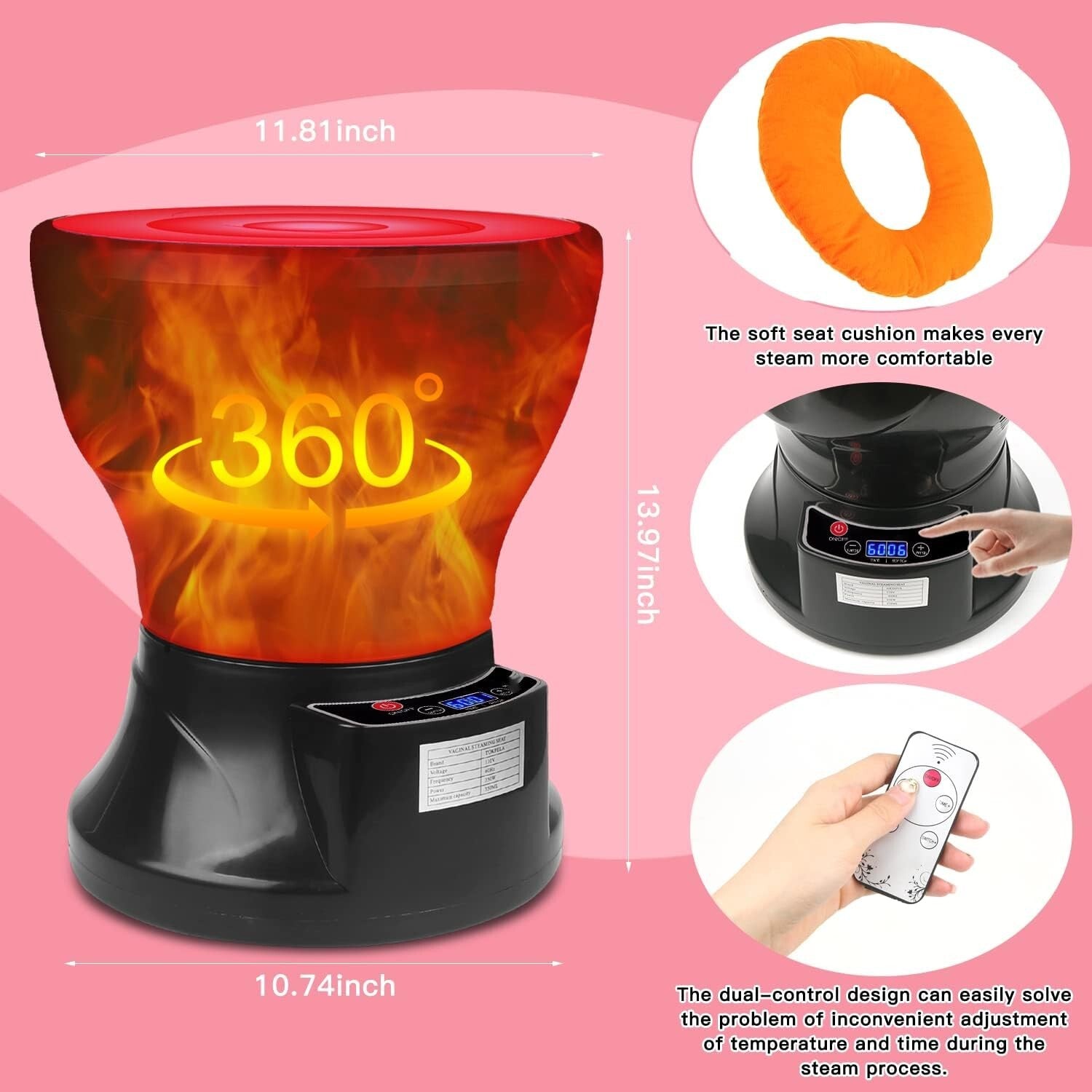 Dual Control Yoni Steamer with Soft Cushion & 20 Herbal Bags for At-Home Care