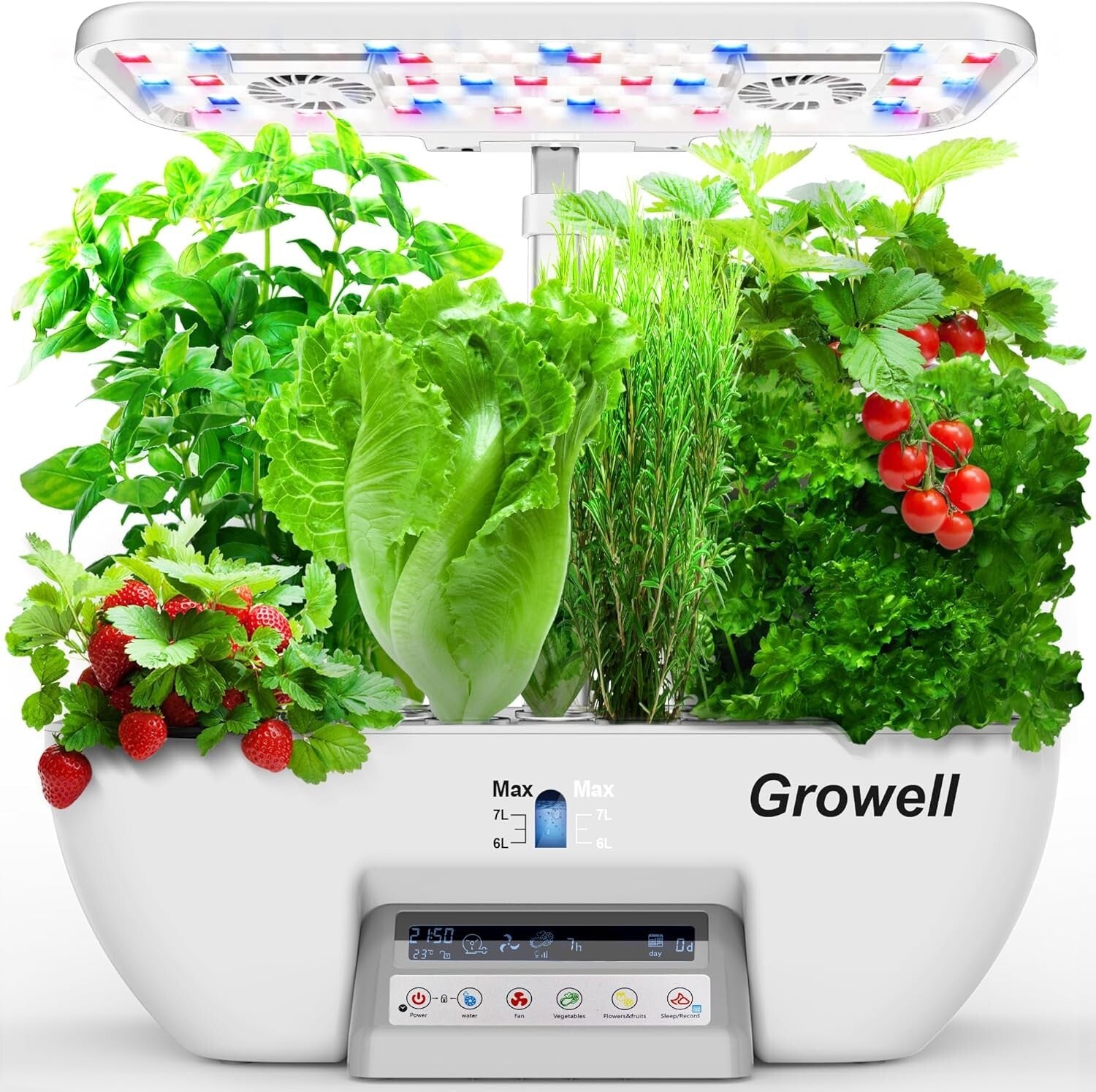 Modern Hydroponic Garden Kit with 28W LED Lights, 10L Tank & Child Lock Feature