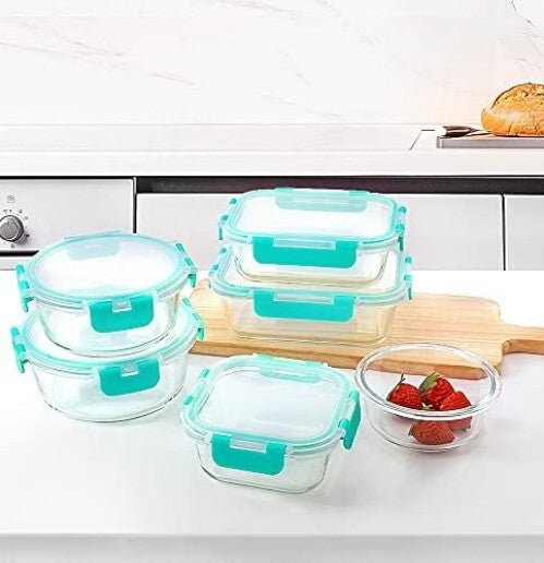 Durable 24-Piece Glass Storage Containers with Smart Lock Lids - Leak Resistant