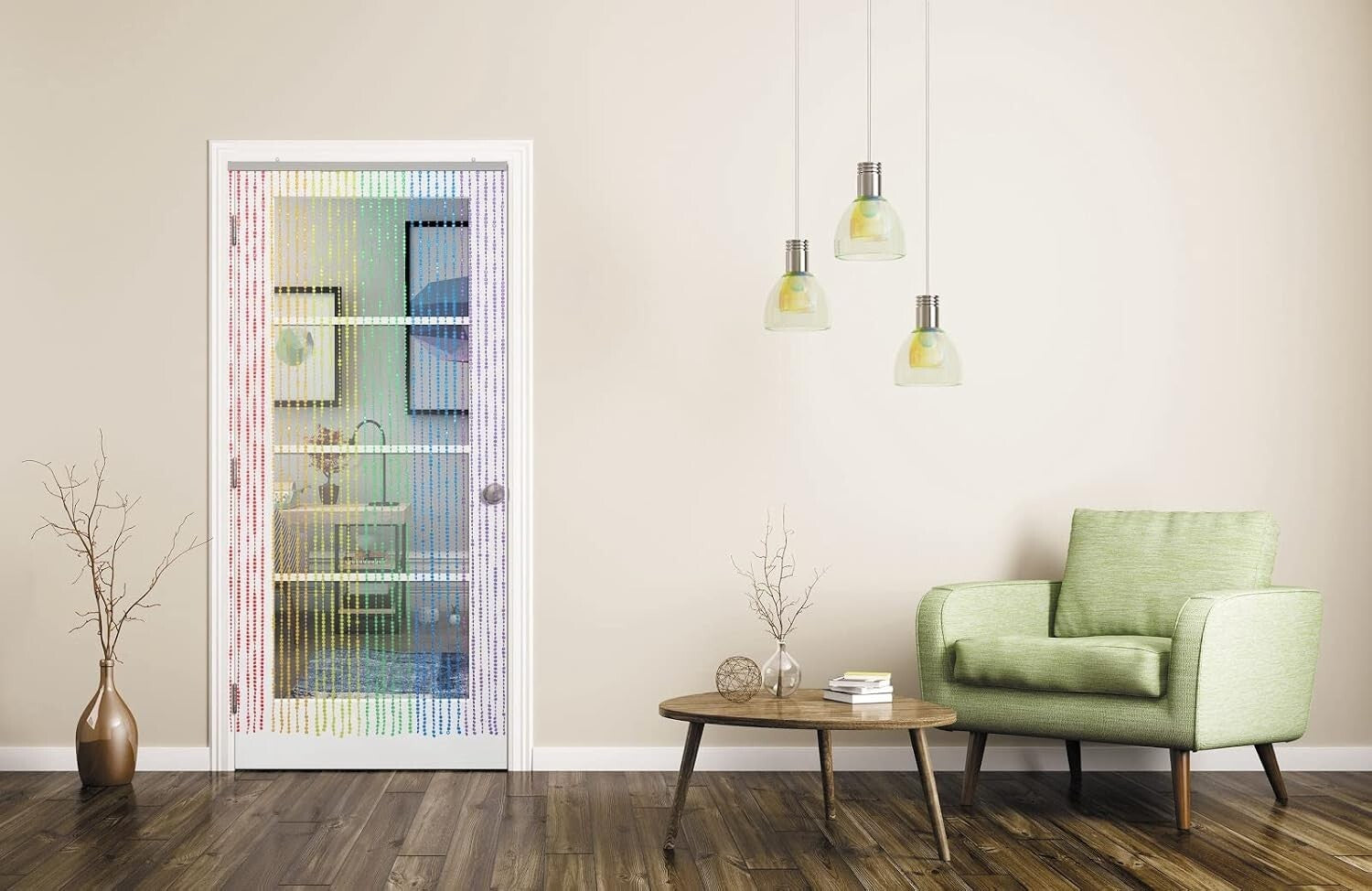3FTx6FT Diamond Cut Beaded Curtain - Elegant Rainbow Decorative Room Divider