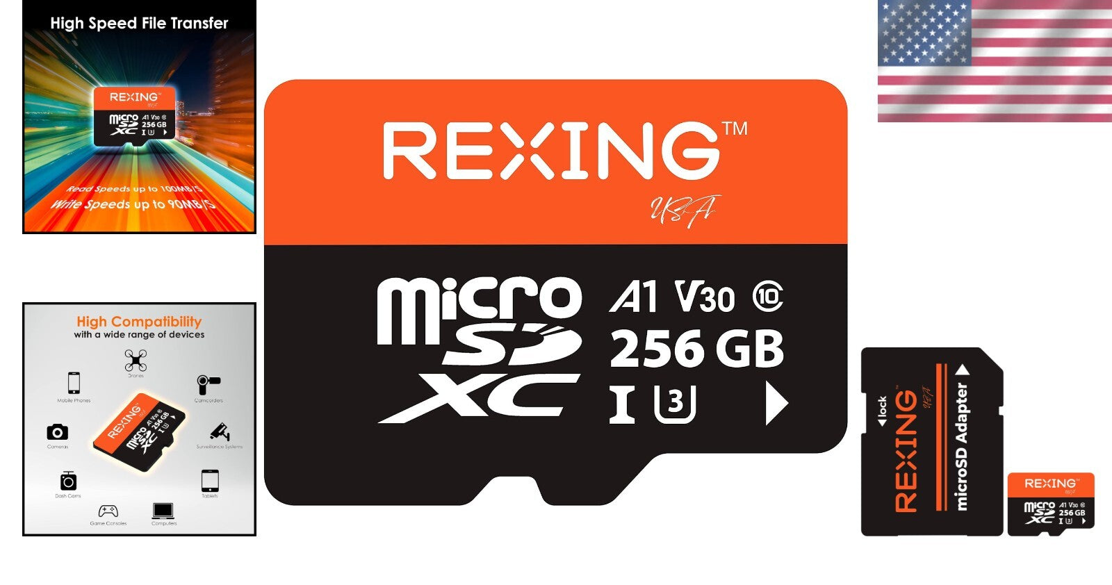 Versatile 256GB MicroSDXC Card with Adapter - Ideal for Cameras & Smartphones