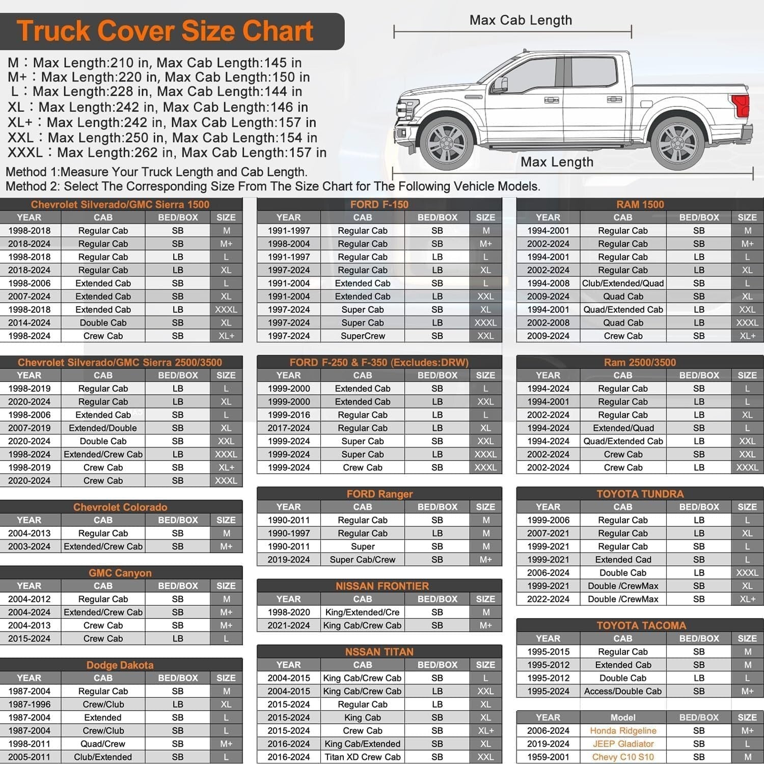 XXL 6-Layer Waterproof Truck Cover - All Weather Protection for Trucks Up to ...