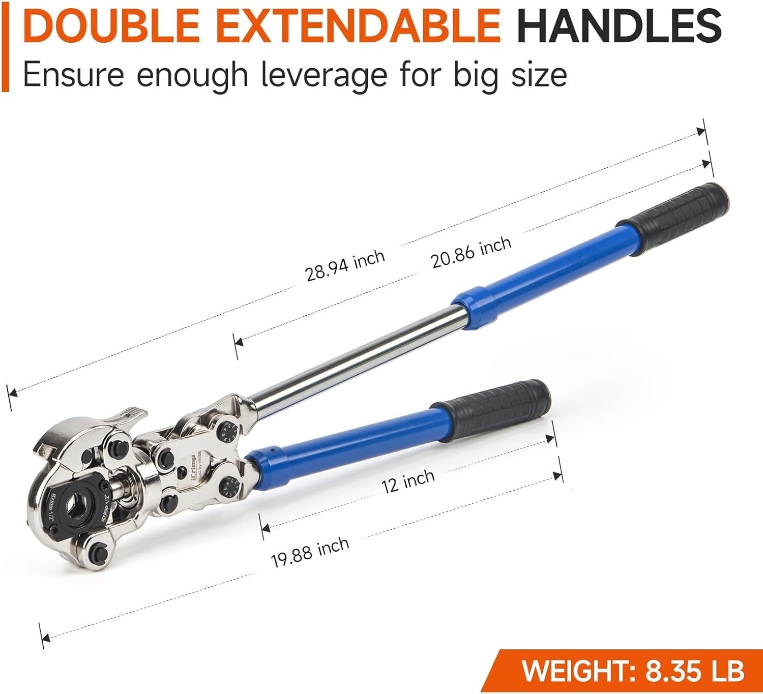 Premium Copper Crimping Tool with 1/2, 3/4, & 1-Inch Jaws for Quick Connections