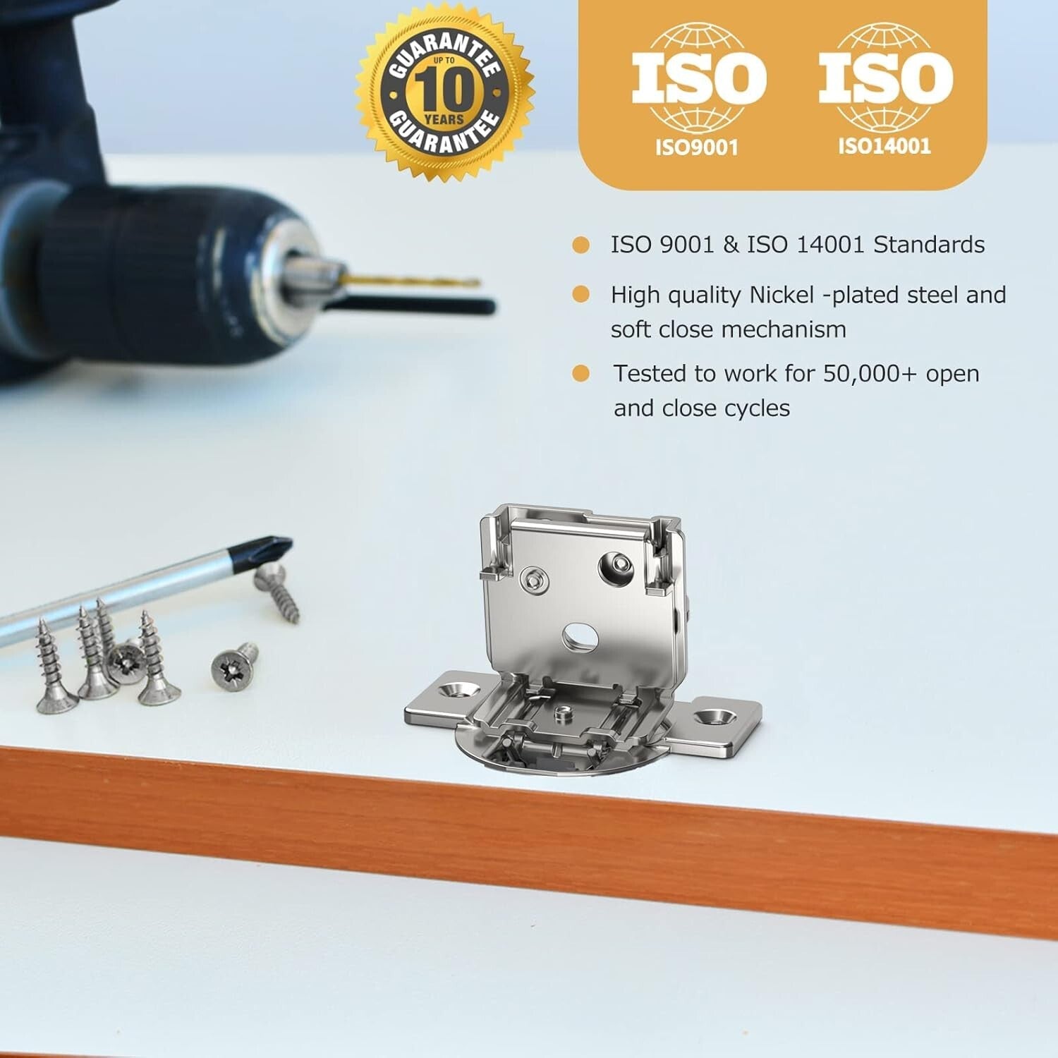 Quiet & Safe 20 Pieces 3/8 Inch Overlay Soft Close Cabinet Hinges - 105° Angle