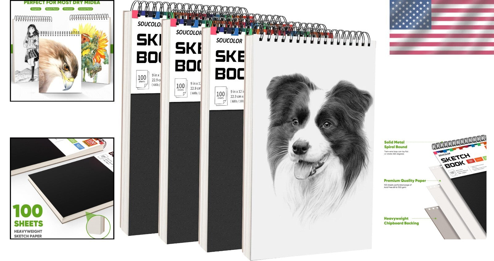 Versatile 9x12 Sketch Pads - Premium Acid-Free Drawing Books for All Artists