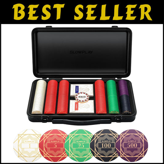 High-End 300 PCS Ceramic Poker Chips with Durable German Case & Numbered Values