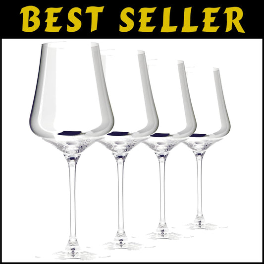 Elegant Wine Glass Set of 4 - Break & Scratch Resistant Crystal Glasses