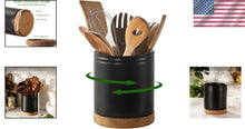 Load image into Gallery viewer, Extra Large Kitchen Utensil Holder - 7.6" Rotating Ceramic Crock in Black