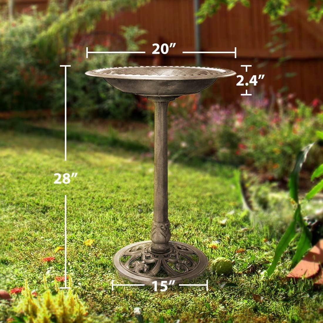 Attractive 28'' Copper Bird Bath for Birds and Butterflies - Easy Assembly