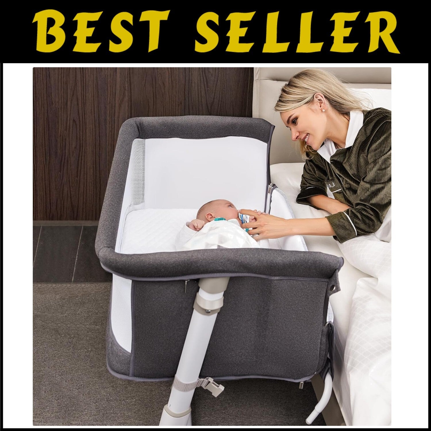 Portable Baby Bassinet with Machine Washable Cover - Easy Night Care Solution