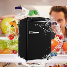 Load image into Gallery viewer, Retro Mini Refrigerator with Adjustable Thermostat - 2.5 Cu Ft in Elegant Black