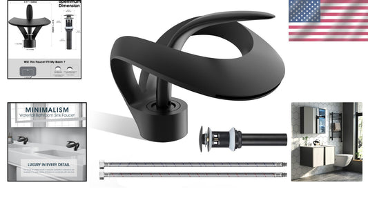 Stylish Single Handle Bathroom Faucet with Waterfall Spout and Pop-Up Drain